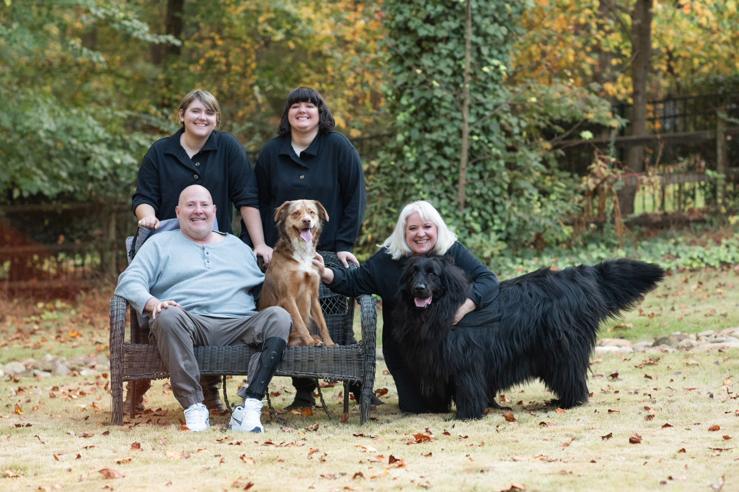 Outdoor fall family session with dogs